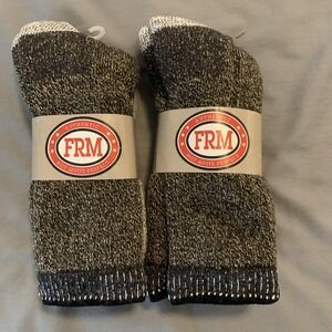 FRM Outdoor Socks Lot Of 2 Mens Large Gray Wool Blend Mid Calf USA Warm